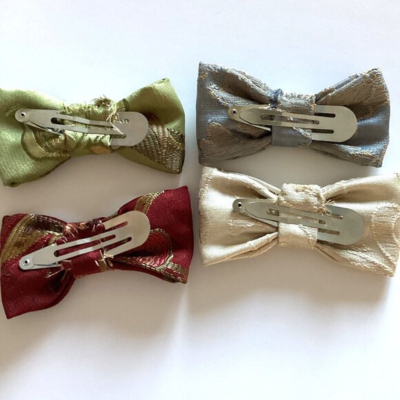 4 NWOT Handmade Women's Girls Hair Bows With Clips Brides Accessories Formal - Picture 4 of 7